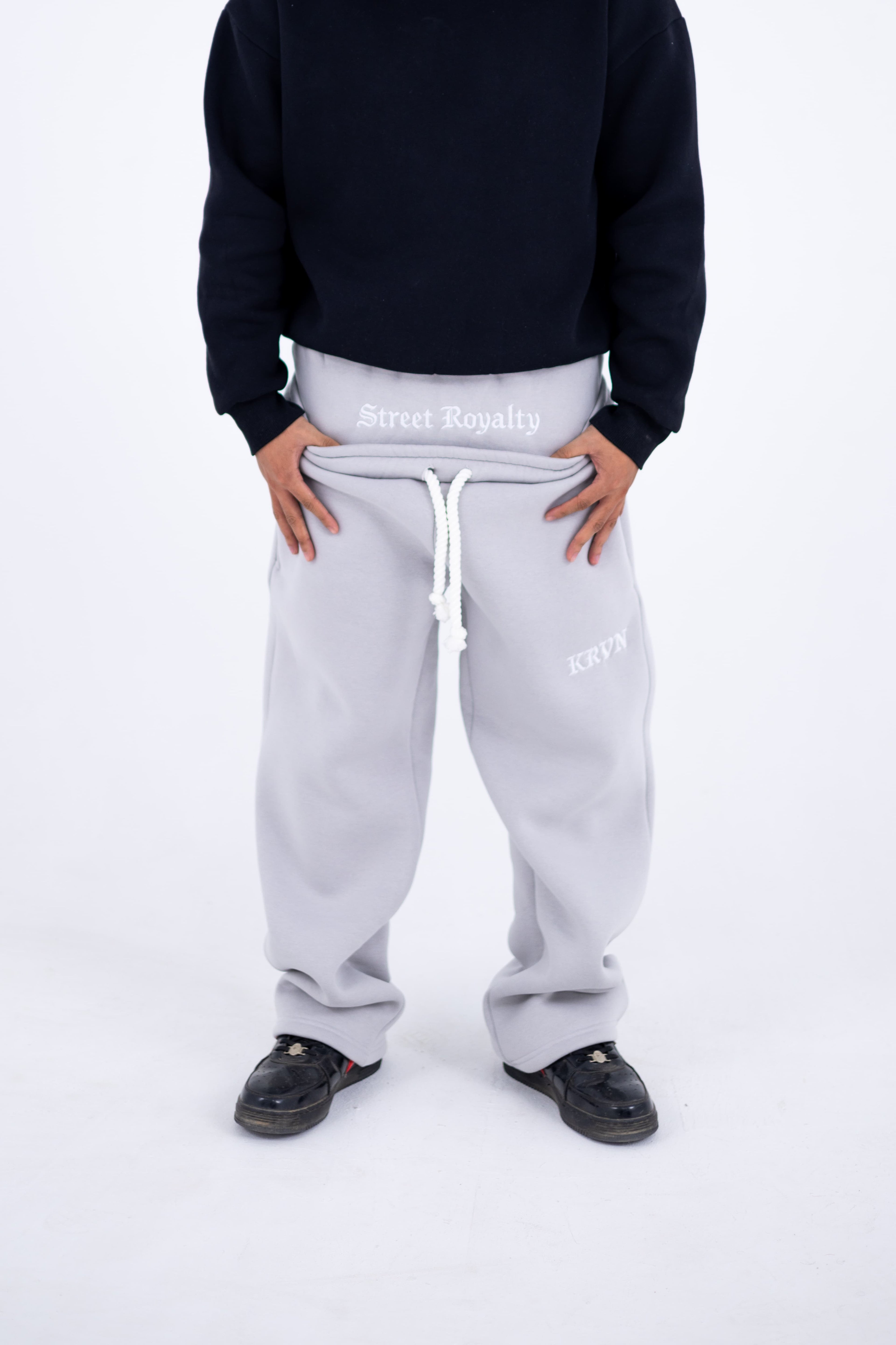 KRVN Double-Waisted Pants -Gray