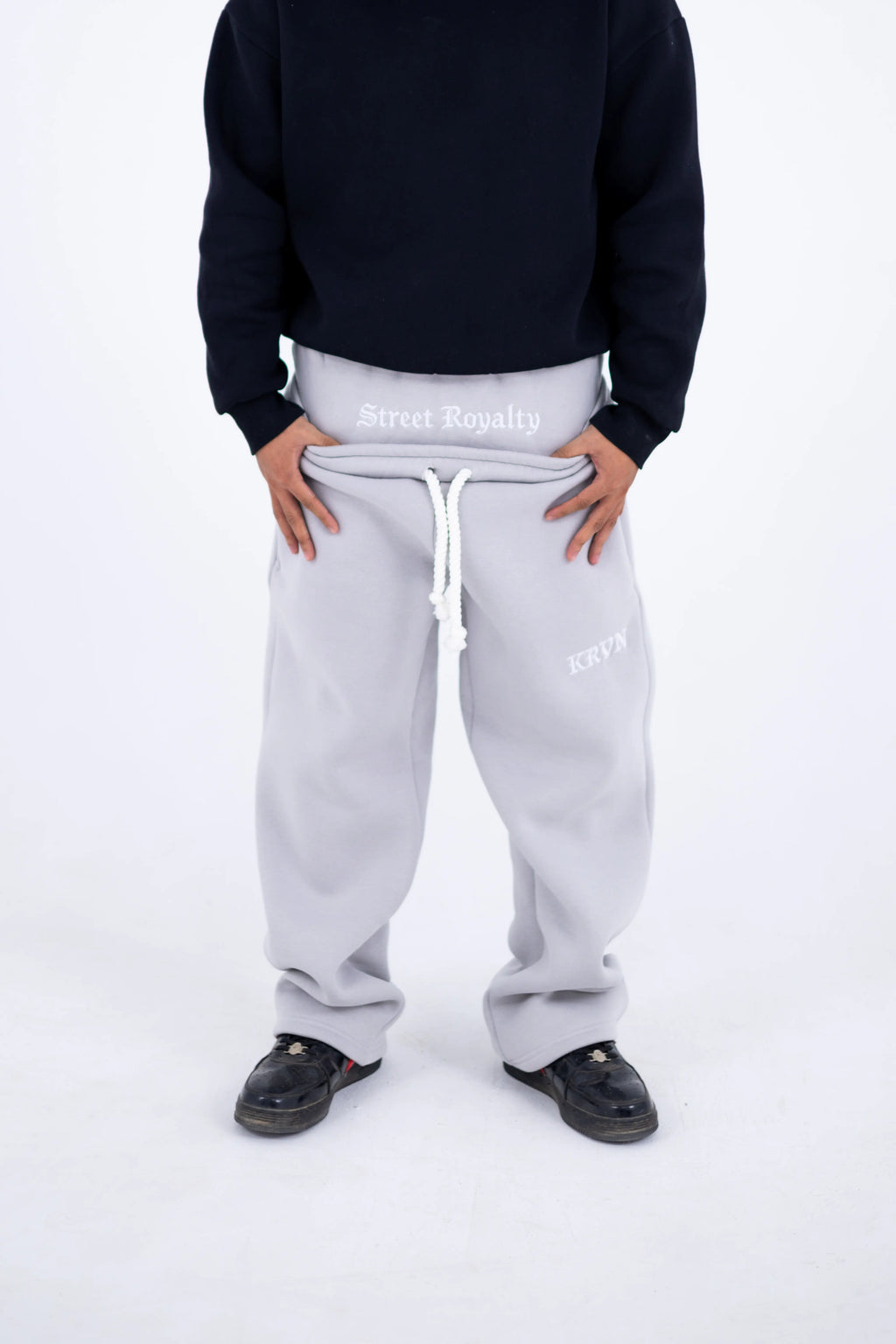 KRVN Double-Waisted Pants -Gray