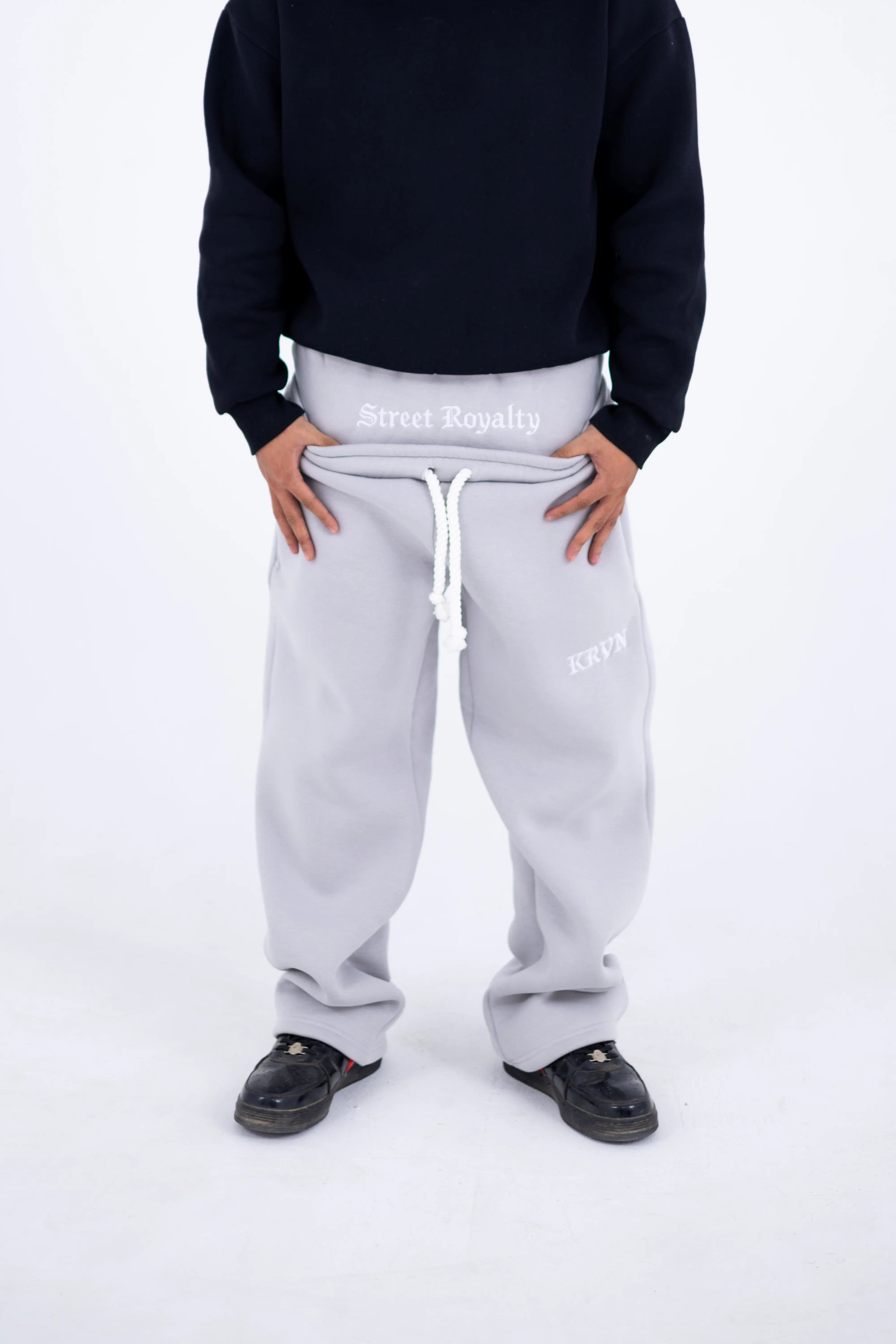 KRVN Double-Waisted Pants -Gray